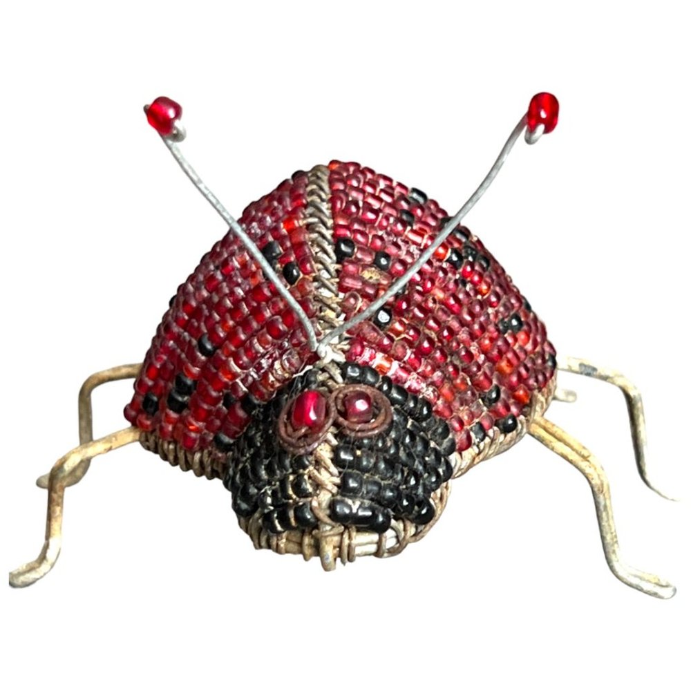 Vtg BEADED Ladybug 3.5" long x 3.5" wide x 3.5" tall Whimsical Ladybeetle READ